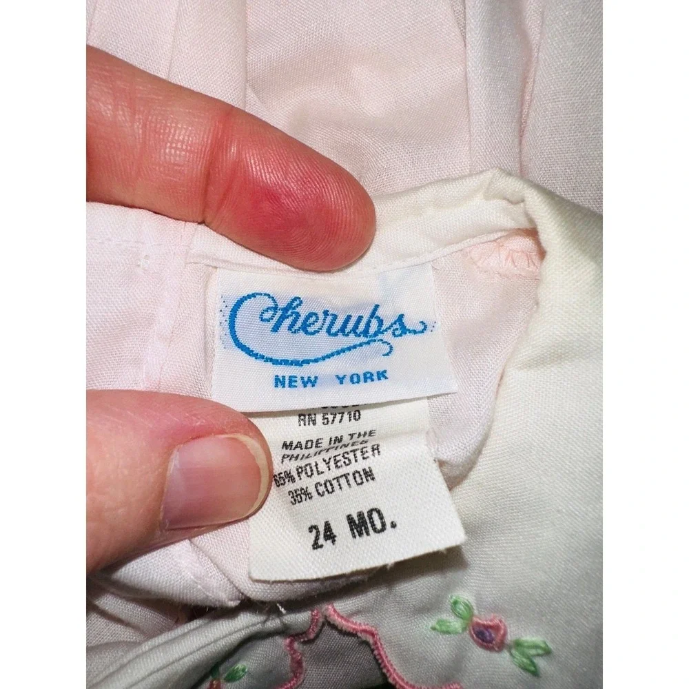 A9 Vintage Cherubs New York Infant Pink Dress Smock Flower Ruffle Rose 24 Months